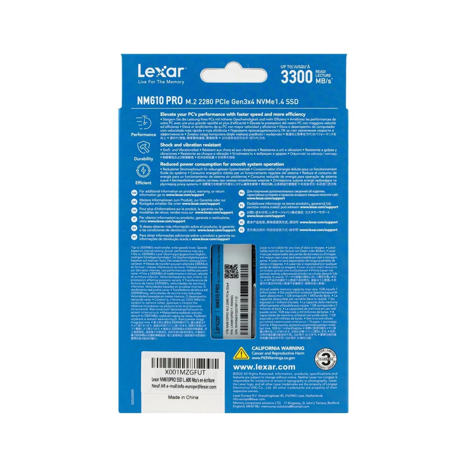 Disco Interno SSD LEXAR NM610 PRO 1T M.2 NVMe