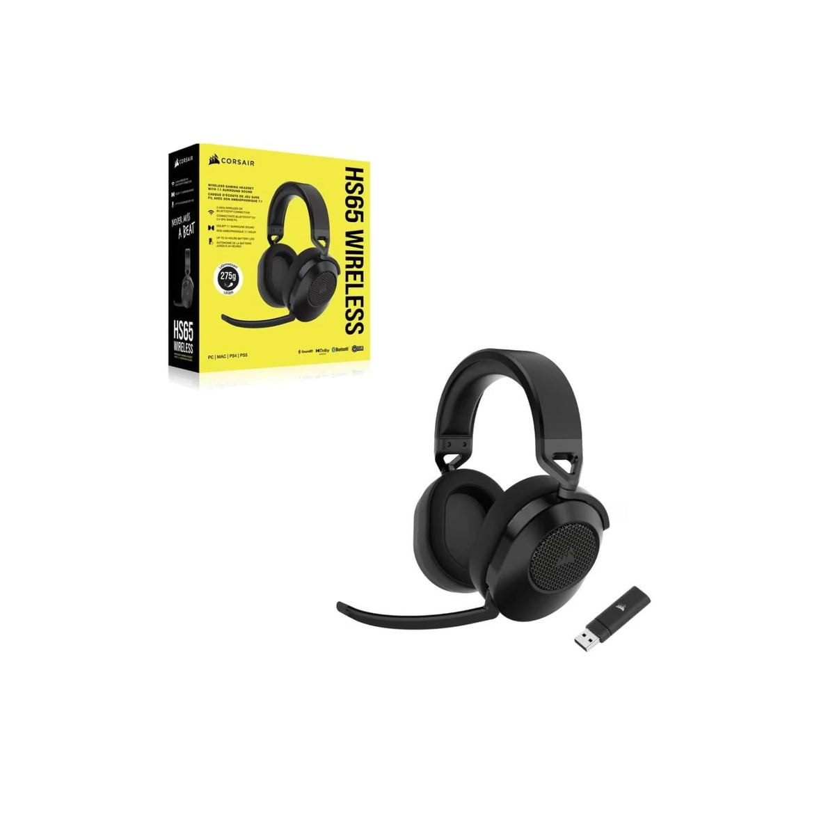 Corsair HS65 Wireless – Auricular Gaming Inalámbrico Carbon