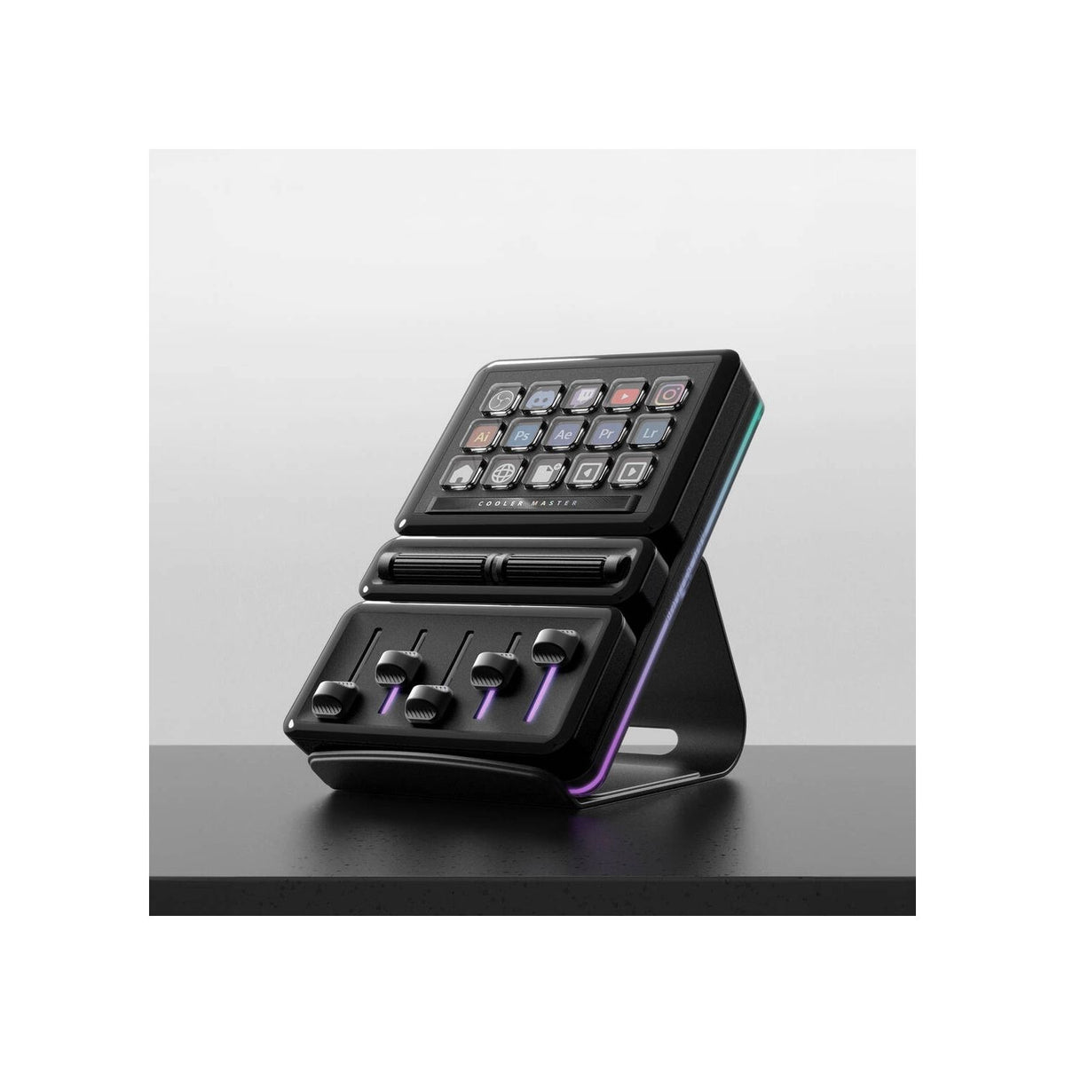 Controlador Streaming Cooler Master MasterHUB Stream Kit | 15 Teclas, Faders y Rollers USB