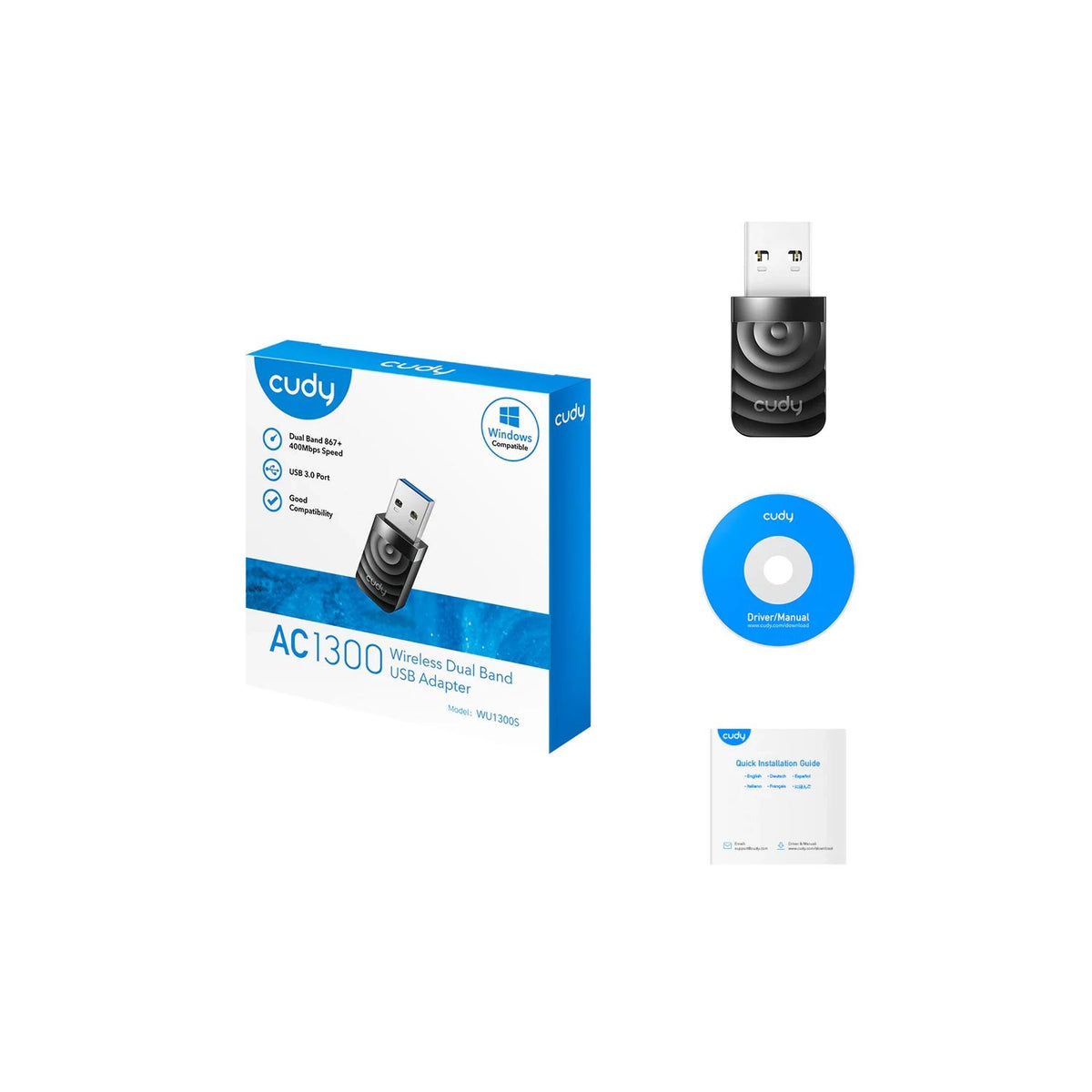 Adaptador WiFi USB Cudy AC1300 Dual-Band 1300Mbps Compacto