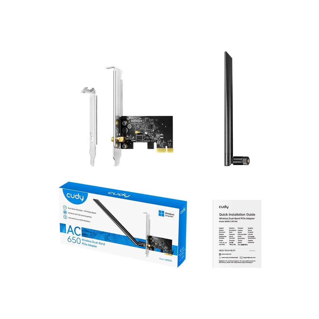 Placa de Red WiFi Cudy AC650 PCI Express Dual-Band 650Mbps
